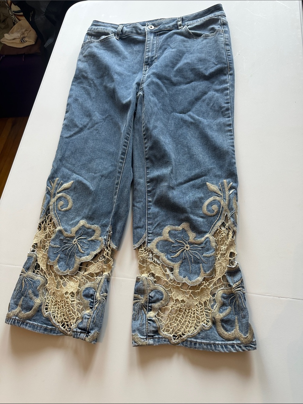 CHARLIE B Blue Denim Jeans with Contrast Stitching